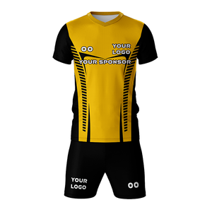 Custom Men's Soccer Jersey Set Yellow Black Sublimated V-Neck Short Sleeve Personalised kit Moisture Wicking <b>Athletic</b> Fit - Product Image 2