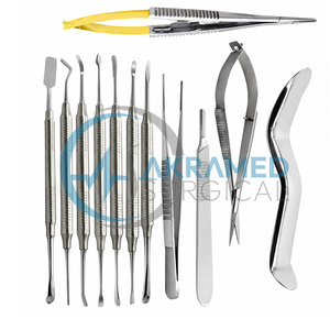 Kit d'instruments de micro-chirurgie péri-dentaire premium en acier inoxydable pour implants, avec porte-aiguille Castroviejo, certifié CE - Product Image 1