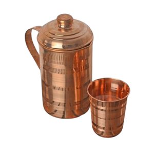 Ensemble de carafe et tasses en cuivre pur, design martelé, vaisselle ayurvédique pour la cuisine et la salle à manger - Product Image 5