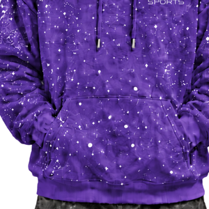 Sweat à capuche pour homme en molleton épais, imprimé galaxie violette, coupe oversize, style streetwear décontracté, avec poche kangourou et cordon de serrage - Product Image 6