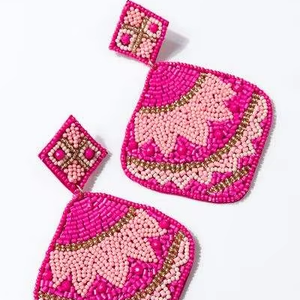 Bead-Encrusted Embroidered <b>Earrings</b> for Gifting Beaded <b>Drop</b> <b>Earrings</b> Fashion Accessories by MD HANDICRAFTS - Product Image 1