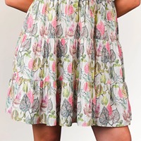 Robe mini trapèze ajustée en coton tissé 100 % à imprimé floral, respirante et écologique, très demandée pour les tenues de villégiature