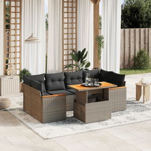 Ensemble de canapés de jardin en rotin PE gris modulaire, élégant et durable, meubles d'extérieur - Product Image 1
