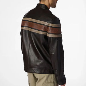 <b>Men</b> High Quality Genuine Leather <b>Jacket</b> Classic Casual Full Zip Soft Comfortable Durable Fashion Everyday Outerwear - Product Image 3