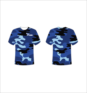 Camiseta de Manga Corta para Hombre FEROCIOUS, Camuflaje Azul, Impresión por Sublimación, Cuello Redondo, Corte Regular, Ropa Casual - Product Image 1