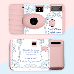 Appareil photo jetable 35 mm personnalisé pour la célébration de la pleine lune, avec flash intégré, mise au point fixe, corps en plastique, conception à usage unique - Product Image 1