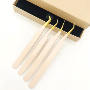 Meilleures pinces à extensions de cils en acier inoxydable, étiquette personnalisée, outils de beauté en gros avec embouts volume et fibre, en vente - Product Image 3