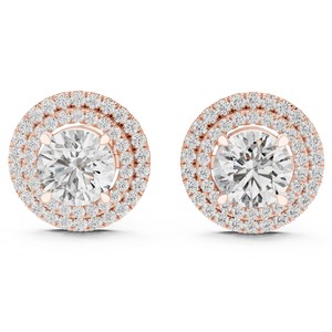 Boucles d'oreilles élégantes de qualité supérieure, 1 carat chacune, forme ronde, en or massif 14 carats, boucles d'oreilles tendance pour femmes, bijoux en diamant cultivé en laboratoire IGI - Product Image 5