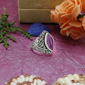 Wholesale 925 Sterling Silver Natural Amethyst <b>Ring</b> Marquise Purple Gemstone Filigree <b>Statement</b> <b>Rings</b> for Women Fine Jewelry - Product Image 3