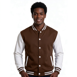 Veste de baseball personnalisée au style universitaire pour les marques de blousons varsity, corps en mélange de laine avec manches contrastées - Product Image 1