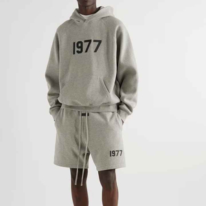 Conjunto de Sudadera con Capucha y Pantalones Cortos Casuales para Hombre, Diseño Vintage con Lavado Ácido, Hecho a Medida, Transpirable y Ecológico, Nueva Moda 2026 - Product Image 3