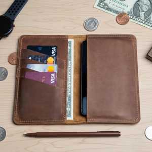 Wholesale Private Label Genuine Leather Checkbook <b>Case</b> <b>Slim</b> Cowhide Check <b>Book</b> Cover Factory Export Port LCR-0146 - Product Image 3