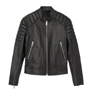 Chaqueta de Motociclista de Cuero Genuino Negro para Hombre, a la Moda, Elegante, Nueva, de Piel de Oveja, Talla Personalizada, Regular, Impermeable y Cortavientos - Product Image 1