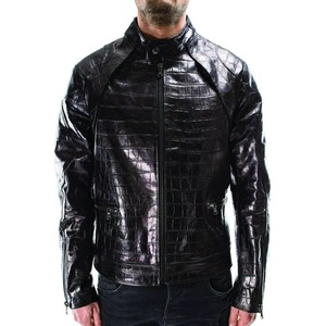 <b>Men</b> Genuine <b>Leather</b> Moto Biker <b>Jacket</b> Stand Collar Zipper Front Slim Fit Winter Riding Outerwear Fur Lined Quilted - Product Image 6