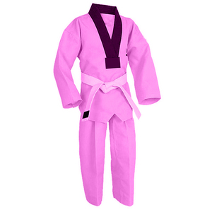 Uniforme de Taekwondo de Algodón Rosa para Adultos Unisex, Corte Holgado, Transpirable, de una Pieza, Ropa de Artes Marciales, Cinturón Blanco, Logotipo Personalizado - Product Image 1