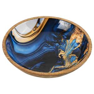 Cuenco Profundo Artesanal de Madera de Olivo y Resina Epoxi Negra, Cuenco Decorativo de Lujo para Frutas y Ensaladas - Product Image 1