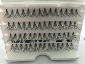 Handmade Synthetic Hair 56 <b>Clusters</b> Individual Flare <b>Lashes</b> Black Knot Free 12 Rows Mega Volume 10D-20D 8mm-14mm - Product Image 4