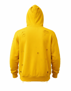 Sweat à capuche unisexe zippé effet vieilli, coupe oversize en molleton, style streetwear, avec poches, 100% coton - Product Image 4