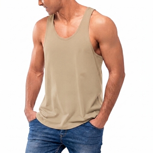Mens Performance Running Tank Top Moisture Wicking Breathable Eco-Friendly Polyester/Cotton Sleeveless Sports Vest Custom - Product Image 3