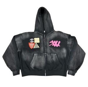 Vente en gros Sweat à capuche vintage délavé et délavé pour homme Coupe surdimensionnée en éponge française délavée à l'acide Logo personnalisé pour l'hiver - Product Image 3