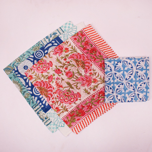 Handcrafted Cotton Square Handkerchief Bandana Set Floral Pattern Outdoor Hippie Hair <b>Accessory</b> Unisex - Product Image 5