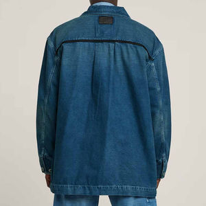 Veste en jean surdimensionnée pour homme, style déchiré, coupe ample, 100% coton, boutonnée, manches longues, respirante, coupe-vent - Product Image 2