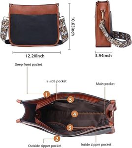 Women Handle Shoulder <b>Handbag</b> <b>Medium</b> Synthetic Leather for Daily Shopping - Product Image 2