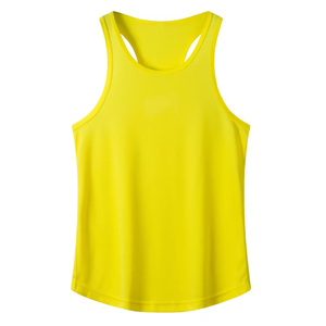 Camiseta sin mangas de poliéster de secado rápido color amarillo para entrenamiento deportivo masculino, chaleco deportivo de algodón personalizado para gimnasio y fitness. - Product Image 1