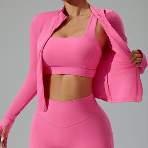 Women's Slim Fit Gym Fitness Workout Cropped Tops Long Sleeve <b>Yoga</b> Coat Zipper Design Sports Wear Running <b>Yoga</b> <b>Jacket</b> for Women - Product Image 4