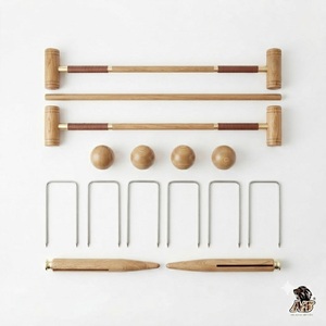 Ensemble complet de jeu de croquet pour jardin, équipement de loisirs de plein air, accessoires en bois de qualité supérieure, collection de divertissement familial - Product Image 4