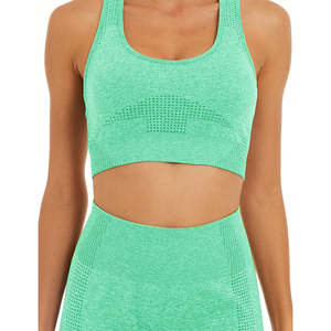 Conjunto deportivo transpirable para mujer, pantalones cortos de cintura alta y sujetador deportivo ajustable, tela de secado rápido, conjunto de 2 piezas para mujer - Product Image 3