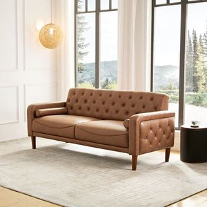 Divano Letto in Pelle PU Robusto e Durevole, Comodo con Braccioli Arrotolati, Componibile per Soggiorno e Salotto - Product Image 4