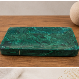 Modern Rectangle Marble Storage Tray box Green Marbled Design Durable Indoor Decor Living Room Tabletop Accessory - Product Image 5