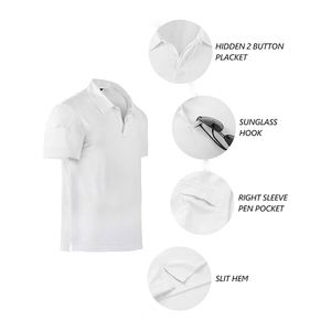 Polo à manches courtes pour homme, blanc, 100% coton piqué, respirant, coupe décontractée, longueur normale, couleur unie, design tricoté - Product Image 2