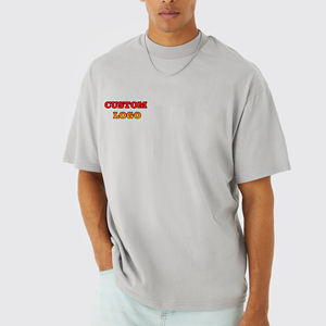 เสื้อผ้าผู้ชาย เสื้อยืดทรงปกติ ผ้าฝ้าย 100% ผู้ผลิตเสื้อยืด สตรีทแวร์ ฮิปฮอป สีเทาอ่อน โลโก้แบบกำหนดเอง เสื้อยืดวินเทจ - Product Image 1