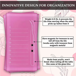 Palette magnétique en acrylique rose pour extensions de cils, support personnalisé pour bandes de cils, 6-15 compartiments, vente en gros - Product Image 6