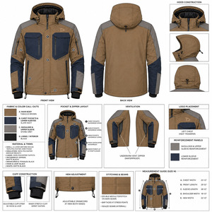 Veste de ski imperméable pour homme 10 000 mm avec capuche, coupe-vent respirante synthétique color-block - Tex - Product Image 5