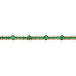 Bracelet tennis tendance 5,75 CTW en or 14 carats avec émeraudes vert forêt et diamants - Product Image 5