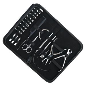 Hair Extension <b>Tools</b> <b>Kit</b> Tail Comb Curved Needle Sectioning Clips Parting Finger Scissor Loop Wire Hook Bond Cutter Plier Salon - Product Image 1