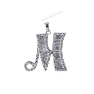 Collier avec pendentif lettre M en moissanite VVS, style hip-hop glacé, argent sterling, testeur de diamant, unisexe, cadeau, mode - Product Image 1