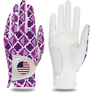 Purple Heart Pattern <b>Golf</b> Glove Right Hand Genuine Leather Non Slip Hook And Loop Closure <b>Women</b> Sports Glove Pakistan Advantage - Product Image 1