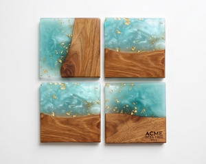 Premium Resin And Walnut Wood <b>Coasters</b> With Square Shape Perfect For Home Hotel Tableware Elegant Dining Accessory - Product Image 1