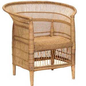 Fauteuil en rotin naturel fait main, chaise en osier avec dossier haut et panneaux latéraux pour salon, chambre, meubles de maison - Product Image 3