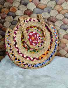 Bolso de Mano Redondo de Yute Ecológico Hecho a Mano, Bolso Tote Casual para Mujer - Product Image 2