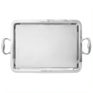 Bandeja Rectangular Multifuncional Grande para Servir Alimentos y Frutas, de Acero Inoxidable, Estilo Lujoso, Metal Pulido - Product Image 1