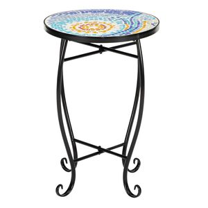 Tavolo Bistrot Rotondo con Mosaico Blu Hawaiano per Terrazza - Product Image 3