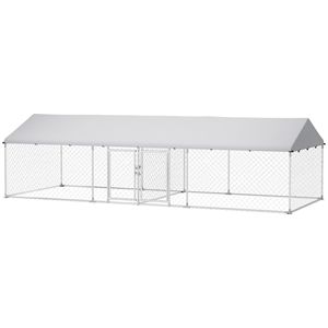 Recinto per Cani da Esterno con Chiusura Sicura e Tetto Resistente ai Raggi UV 6m x 2,3m x 1,6m, Grande Gabbia Impermeabile Anti-UV a Due Stanze - Product Image 1
