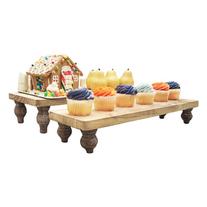 Juego de 2 uds., elevador de exhibición de madera, mango de madera, Cupcake, postre, elevador de exhibición, encimera, soporte para servir, exhibición y decoración de pasteles - Product Image 3