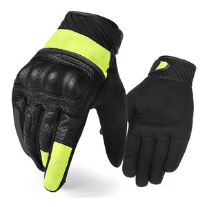 Gants de moto en cuir légers, durables et respirants pour l'hiver, avec support de sécurité, fermeture de poignet réglable et paume antidérapante - Product Image 1
