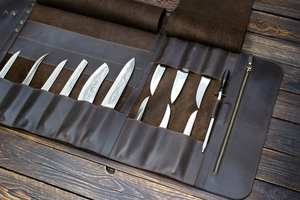 Sac à dos portable en cuir pour couteaux, étui durable en cuir synthétique pour couteaux de cuisine de chef, personnalisable OEM LKR-0356 - Product Image 4